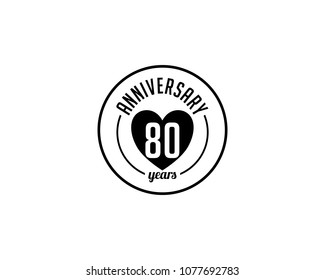 Eighty Year Anniversary Badge Icon Vector Logo Template Illustration Design