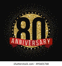 Eighty years anniversary celebration logotype. 80th anniversary logo.