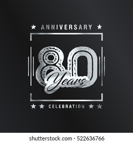 Eighty years anniversary celebration logotype. 80th year anniversary logo collection. Anniversary label. Anniversary logo template. Anniversary sign. Vector Illustration