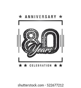 Eighty years anniversary celebration logotype. 80th year anniversary logo collection. Anniversary label. Anniversary logo template. Anniversary sign. Vector Illustration