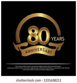 Eighty years anniversary golden. anniversary template design for web, game ,Creative poster, booklet, leaflet, flyer, magazine, invitation card - Vector