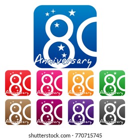 Eighty years anniversary icon set.