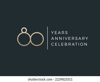 Eighty years celebration event. 80 years anniversary sign. Vector design template.
