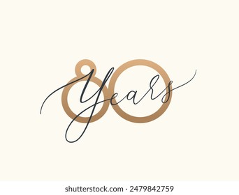 Eighty years celebration event. 80 years anniversary sign. Vector design template.