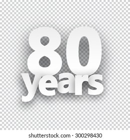 Eighty years paper sign over cells. Vector illustration. 