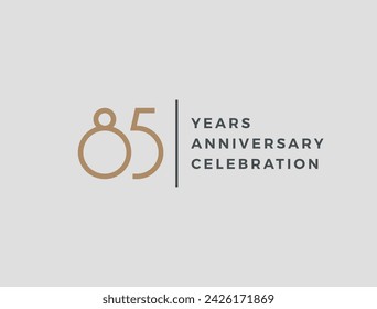 Eighty-five years celebration event. 85 years anniversary sign. Vector design template.