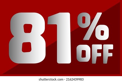 Eighty-one percent off. Red banner with white and gray typography for promotions and offers