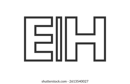EIH logo design template with strong and modern bold text. Initial based vector logotype featuring simple and minimal typography. Trendy company identity ideal for businesses brand presence.