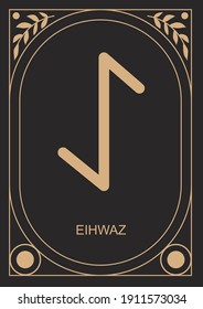 Eihwaz runa. Defence. Vector illustration.