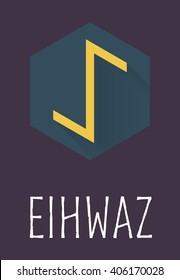 Eihwaz rune of Elder Futhark in trend flat style. Old Norse Scandinavian rune. Germanic letter. Vector illustration.