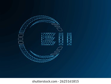 EII low poly letter logo vector design. EII lower poly logo design. Low poly logo.