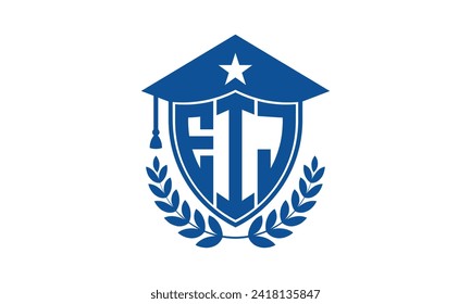 EIJ initial letter academic logo design vector template. monogram, abstract, school, college, university, graduation, symbol, shield, model, institute, educational, coaching canter, tech, sign, badge