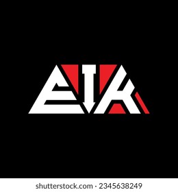 EIK triangle letter logo design with triangle shape. EIK triangle logo design monogram. EIK triangle vector logo template with red color. EIK triangular logo Simple, Elegant, and Luxurious design.