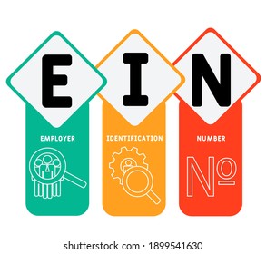 EIN - Employer Identification Number acronym. business concept background.  vector illustration concept with keywords and icons. lettering illustration with icons for web banner, flyer, landing page