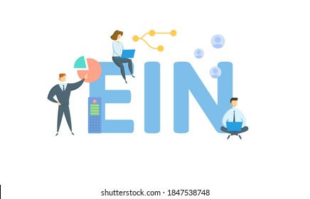 EIN, Employer Identification Number. Concept with keywords, people and icons. Flat vector illustration. Isolated on white background.