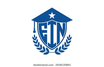 EIN initial letter academic logo design vector template. monogram, abstract, school, college, university, graduation, symbol, shield, model, institute, educational, coaching canter, tech, sign, badge