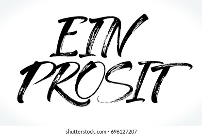 Ein Prosit lettering. Handwritten modern calligraphy, brush painted letters. Vector illustration. Template for banners, posters, merchandising, gift cards, or photo overlays.