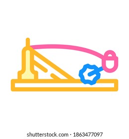 einarmige antike Waffe Maschine Farbe Symbol Vektorgrafik. Armbanduhr für antike Waffensysteme. einzelne Symbolillustration
