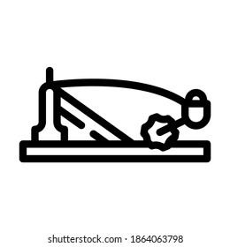 einarm antique weapon machine line icon vector. einarm antique weapon machine sign. isolated contour symbol black illustration