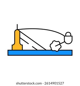 einarm antique weapon machine line icon vector. einarm antique weapon machine sign. isolated symbol illustration