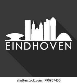 Eindhoven Netherlands Europe Flat Icon Skyline Silhouette Design City Vector Art Famous Buildings.