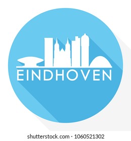Eindhoven Netherlands  Flat Icon Skyline Silhouette Design City Vector Art Round Logo.