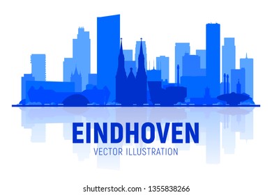 Eindhoven the Netherlands silhouette at white background. Vector Illustration. Business travel and tourism concept with modern buildings. Image for banner or web site. 