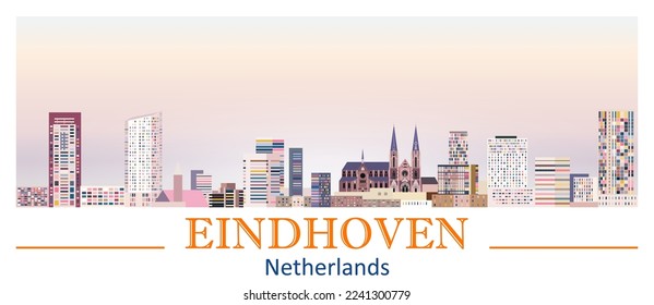 Eindhoven skyline in bright color palette vector illustration