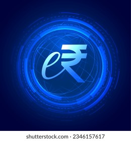 eINR erupi virtual currency techno background for digital payments vector