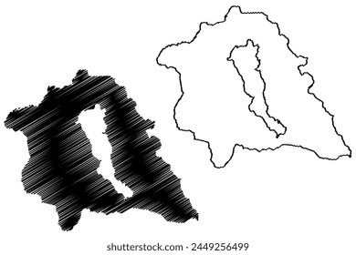 Einsiedeln District (Switzerland, Swiss Confederation, Canton of Schwyz) map vector illustration, scribble sketch Bezirk Einsiedeln map