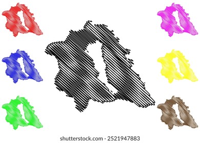 Einsiedeln District (Switzerland, Swiss Confederation, Canton of Schwyz) map vector illustration, scribble sketch Bezirk Einsiedeln map