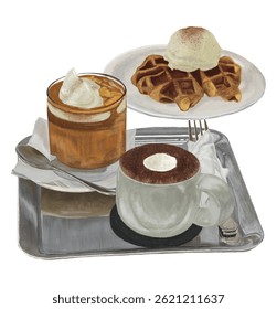 Einspanner ice cream waffle Vienna coffee drink dessert