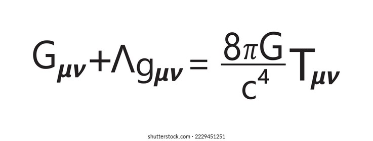 Einstein field equation. Educational content for mathematic students. Vector illustration.