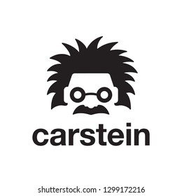 Einstein Smart People Head Face with a Car Negative Space Logo Design