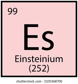 Einsteinium chemical element. Mendeleev table sign. Education concept. Pink background. Vector illustration. Stock image.