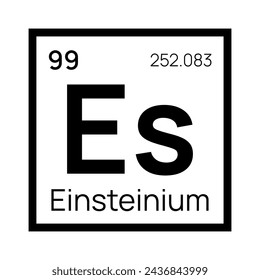 Einsteinium chemical element of the periodic table. Vector isolated symbol Es