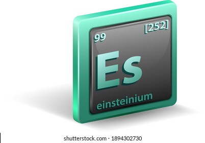 Elemento químico del einsteinio. Símbolo químico con número atómico y masa atómica. ilustración