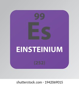 Einsteinium Es Actinoid Chemical Element Vektorgrafik, mit Atomnummer und Masse. Einfaches flaches Design für Bildung, Labor, Wissenschaftsklasse.
