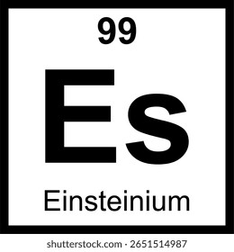 A tabela periódica de elementos do Einstein (Es) é ladrilhada. Ícone com número atômico 99. Actinídeo radioativo sintético nomeado em homenagem a Albert Einstein.
