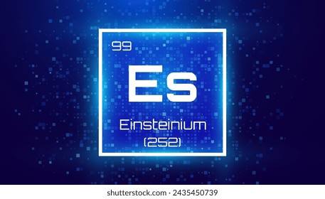 Einsteinium. Periodic Table Element with Symbol Es. Chemical Element Card with Number and Atomic Weight. Design for Education, Lab, Science Class. Vector Illustration.