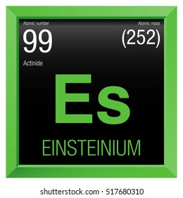 Einsteinium symbol. Element number 99 of the Periodic Table of the Elements - Chemistry - Green frame with black background