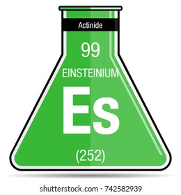 Einsteinium symbol on chemical flask. Element number 99 of the Periodic Table of the Elements - Chemistry