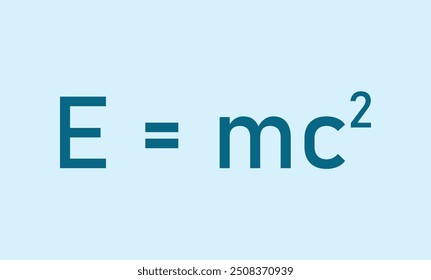 A fórmula de Einstein. Equação da energia, massa e velocidade da luz. Fórmula da EMC. Massa e energia da equação de Einstein. Recursos de física para professores e alunos. Ilustração vetorial.