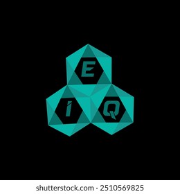 Logotipo de letra minimalista creativa de EIQ. Diseño único del logotipo de la letra del alfabeto de las iniciales del Vector de EIQ
