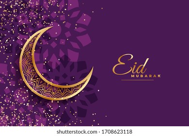 eis mubarak wishes design with moon and sparkles