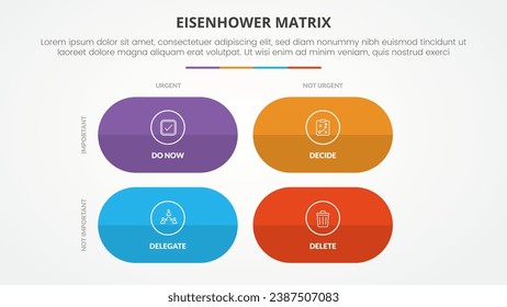 eisenhower matrix template infographic concept for slide presentation with round rectangle shape matrix with 4 point list with flat style