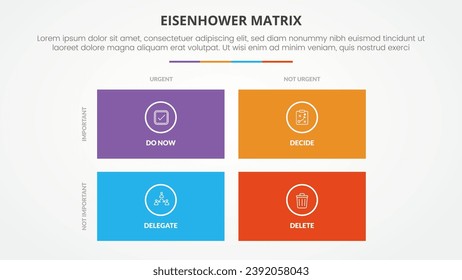 eisenhower matrix template infographic concept for slide presentation with rectangle box matrix quadrant with 4 point list with flat style