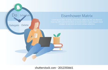 The Eisenhower Matrix,urgent important matrix,Prioritize task, Task Management,Project Management,Process infographics,vector illustration.