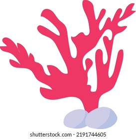 Eisenia arborea with sea stones Concept, Red Seaweed vector color icon design, Deep sea creature symbol, Aquatic Elements Sign, Underwater animal stock illustration