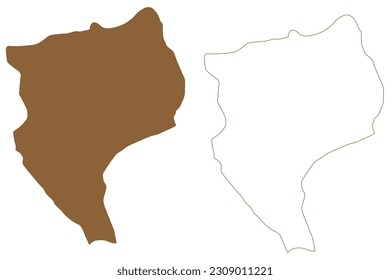Eisenstadt city and district (Republic of Austria or Österreich, Burgenland state) map vector illustration, scribble sketch Kismarton, Željezni grad or Željezno map